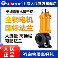 上海人民污水泵家用抽水机380V排污泵潜水泵抽粪泥浆高扬程水泵机