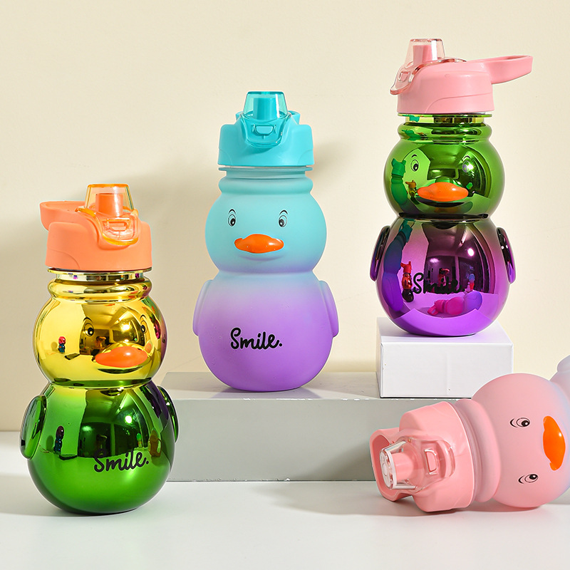 Internet Celebrity Gradient Color Sports Bottle Cute Duck Children's Cups Portable Sports Baby Water Cup Wholesale