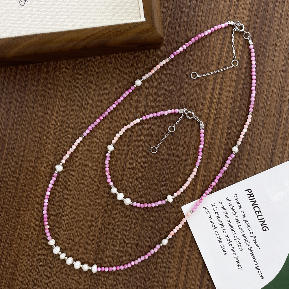 夏季新款米粒复古港风气质ins淡水珍珠彩色串珠项链女 手链饰品