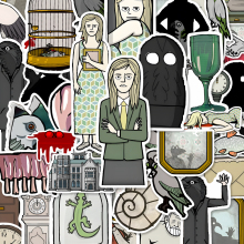 锈湖素材周边贴纸游戏rustylake同人简笔画贴画装饰diy手账墙面