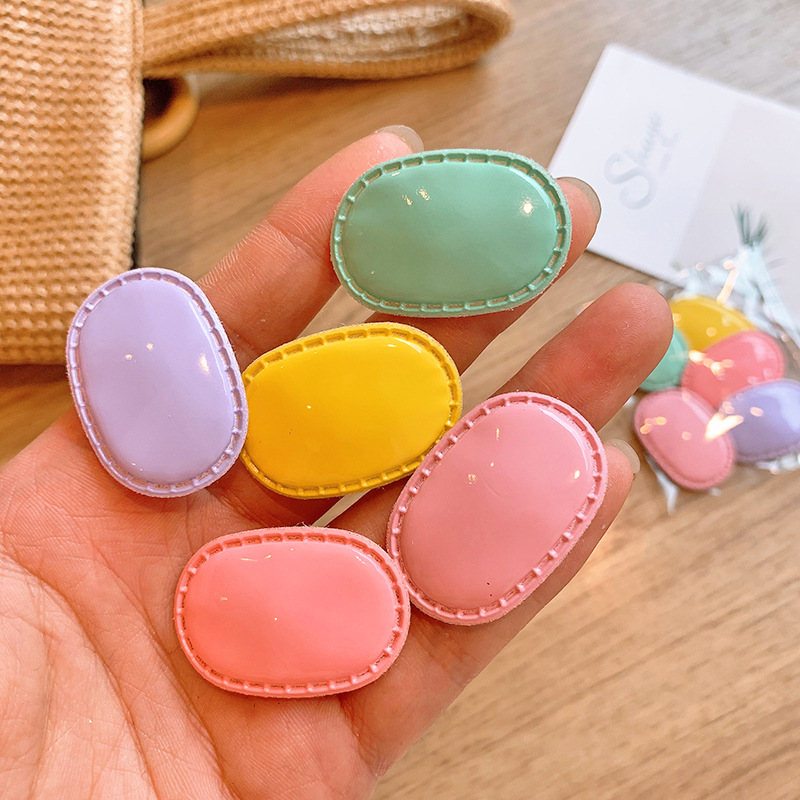 韩版儿童糖果色pu亮面发夹迷你小号女童宝宝刘海夹彩色碎发边夹