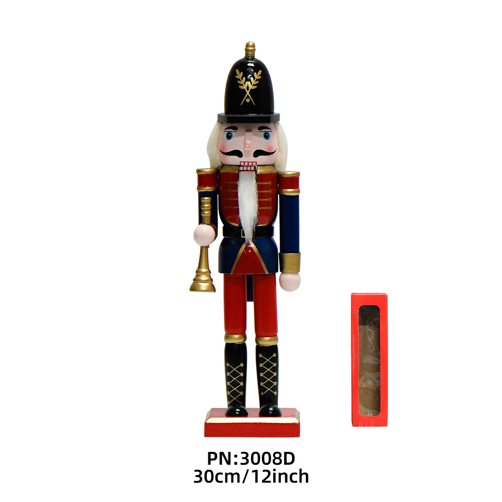 23 New 30cm Nutcracker Puppet Tin Soldier Doll Soldier Wood Nutcracker Foreign Trade in Stock Christmas Small Ornaments