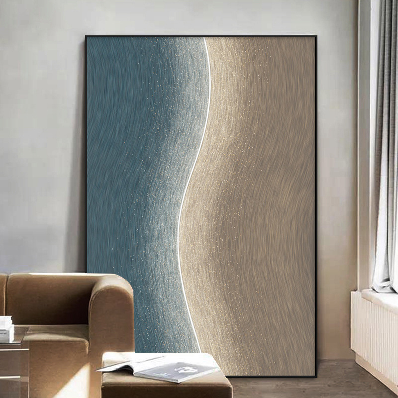 繁星星河现代抽象客厅进门入户玄关挂画竖版画长方形大幅落地壁画