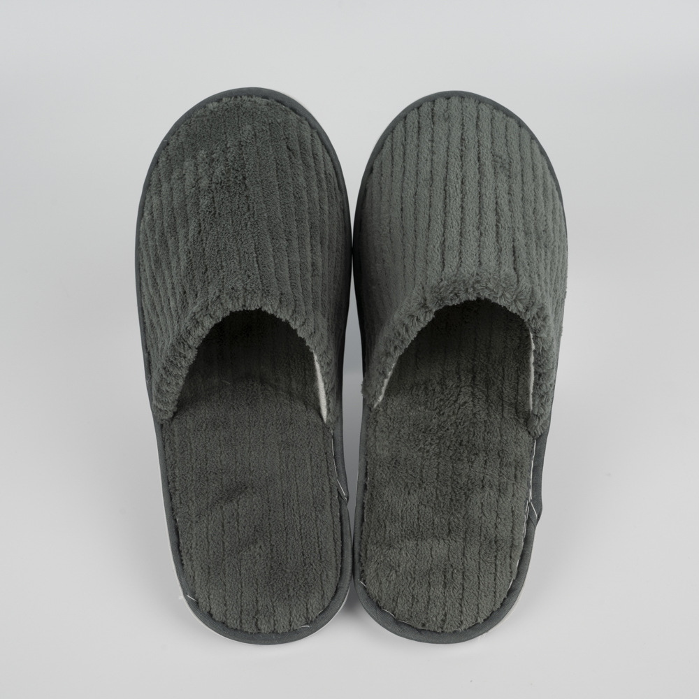 Home Hospitality Strip Coral Velvet Slippers Hotel Bed & Breakfast Room Disposable Slippers in Stock Wholesale