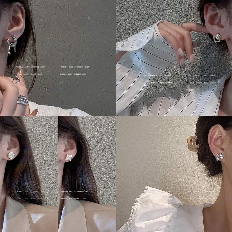 Korean Style 925 Silver Needle Ins Style Simple Leaf-Shaped Earring Women's Unique Design High-Grade Ear Studs Mori Style Ear Rings Fashion