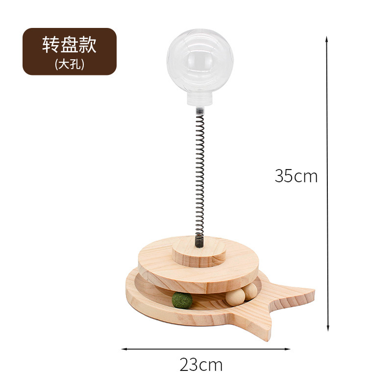 Cat Turntable Cat Teaser Relieving Stuffy Cat Food Snack Feeder Dog Wooden Pet Toy Solid Wood Cat Food Dropping Ball