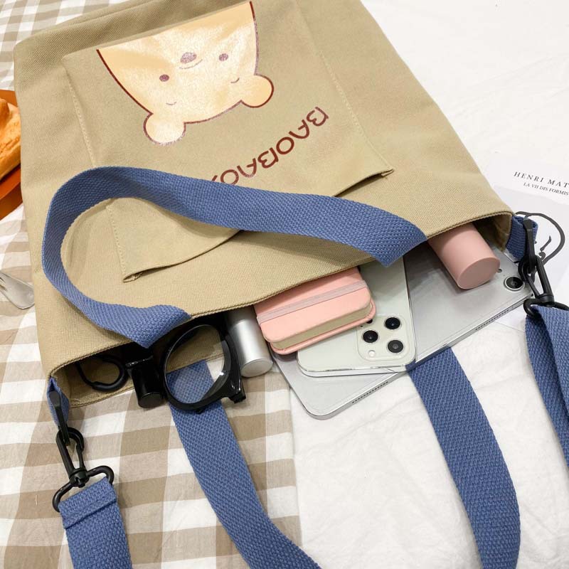 New Tutorial Canvas Bag Shoulder Bag Women's Korean Style School Bag Bags Fashion Soft Girl School Bag Portable Messenger Bag