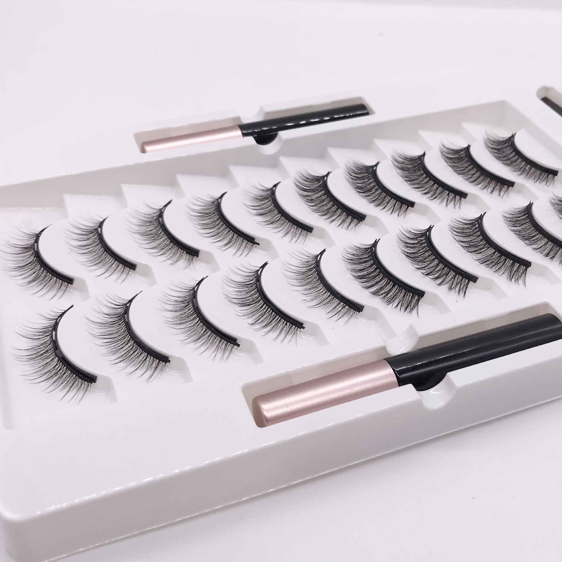 Mixed Ten Pairs Pack Magnet False Eyelashes Set Thick 3D10 Pairs Magnet Eyelash Magnetic Liquid Eyeliner Set