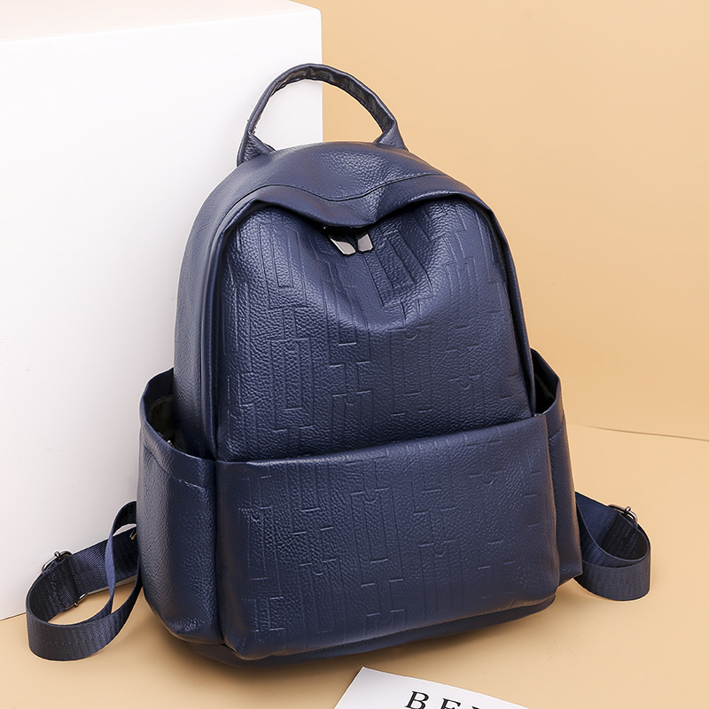 2022 New Korean Style Fashionable PU Leather Backpack Outdoor Leisure Travel Simple Large Capacity Women's Backpack