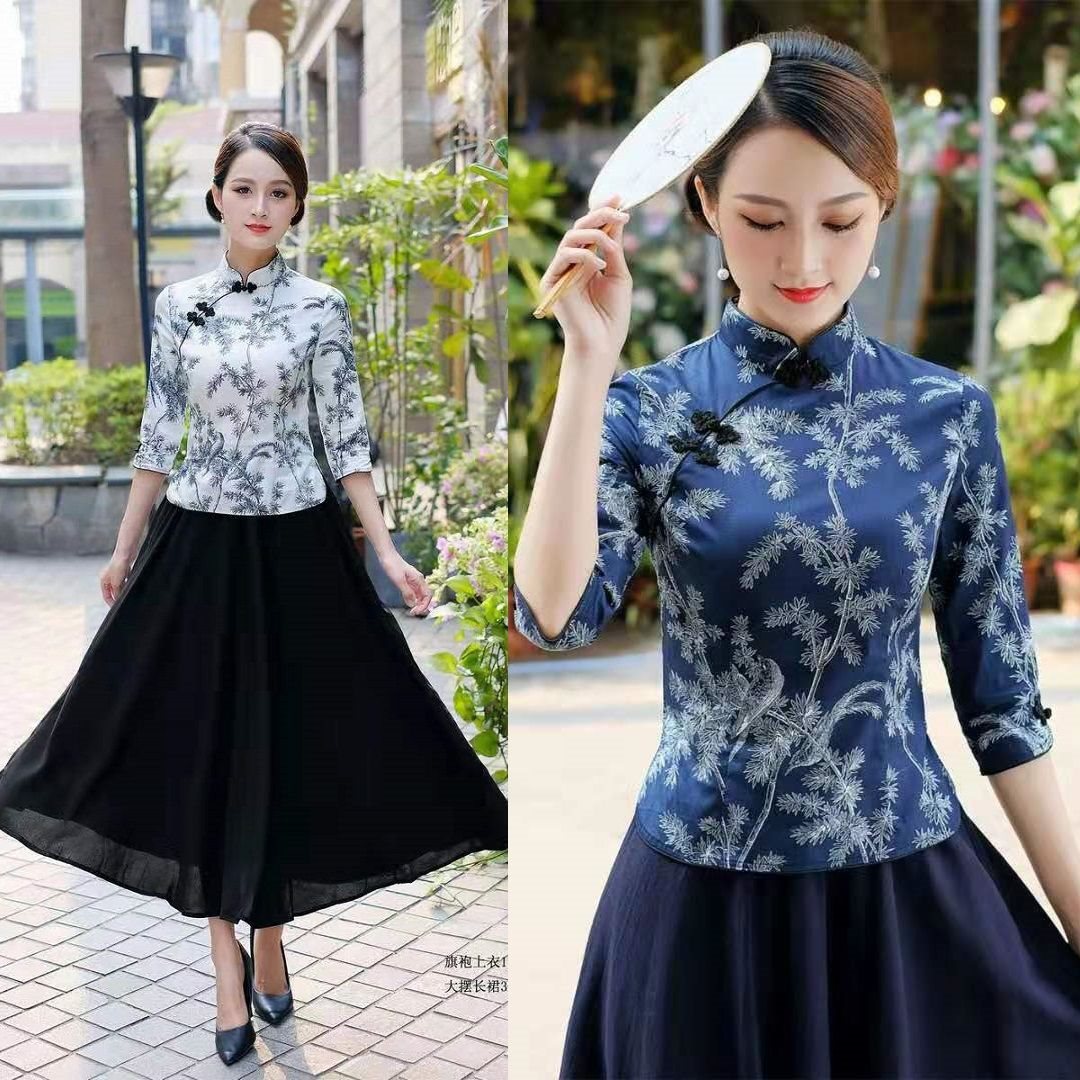 旗袍上衣短款唐装汉服两件套日常时尚春夏季新款民国