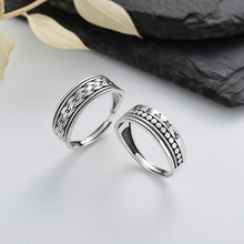 雅泰恒s925纯银创意多层六字真言纹路戒指潮流时尚个性开口戒指