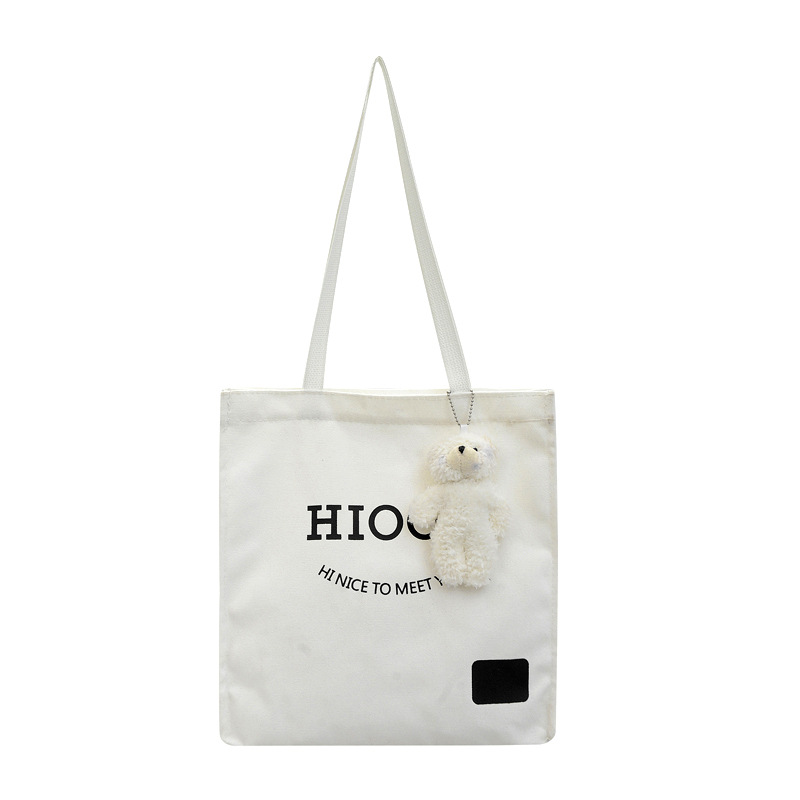 Large Capacity Canvas Tote Handbag Student Class Tuition Bag 2023 Simple Fashion Letter Shoulder Bag