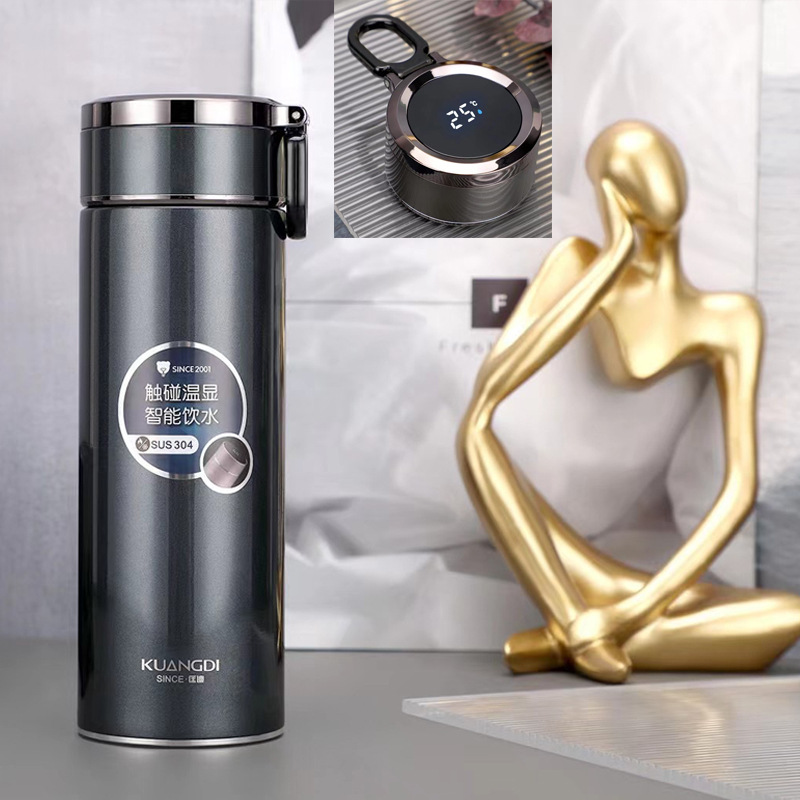 匡迪5085号智能温显不锈钢保温杯商务双层男女车载户外便携泡茶杯
