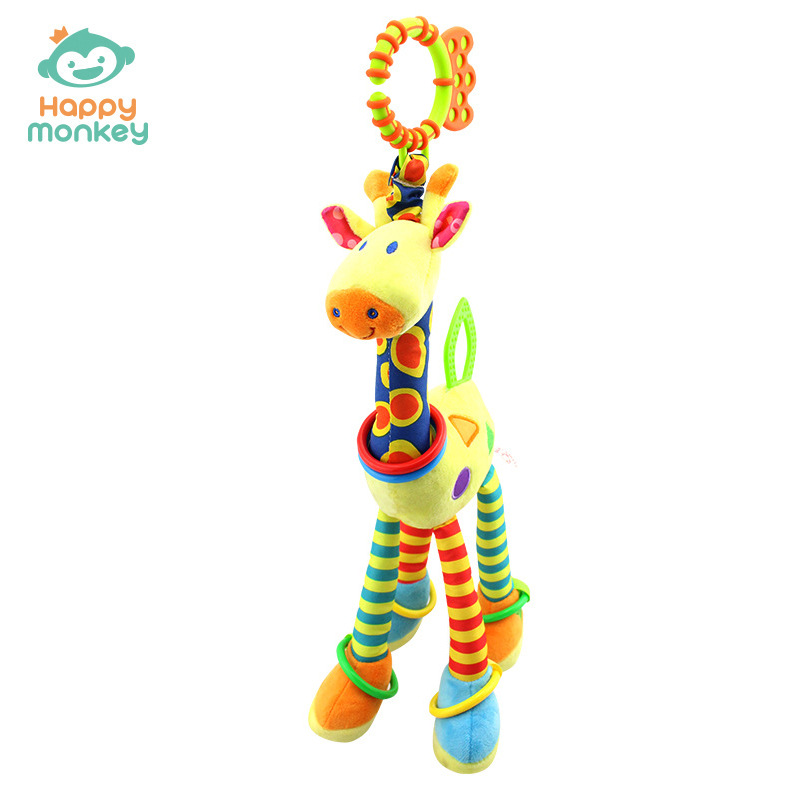 Happy Monkey Baby Cart Toy Rattle Pendant Baby Crib Hanging Bed Bell Cartoon Giraffe Dongguan