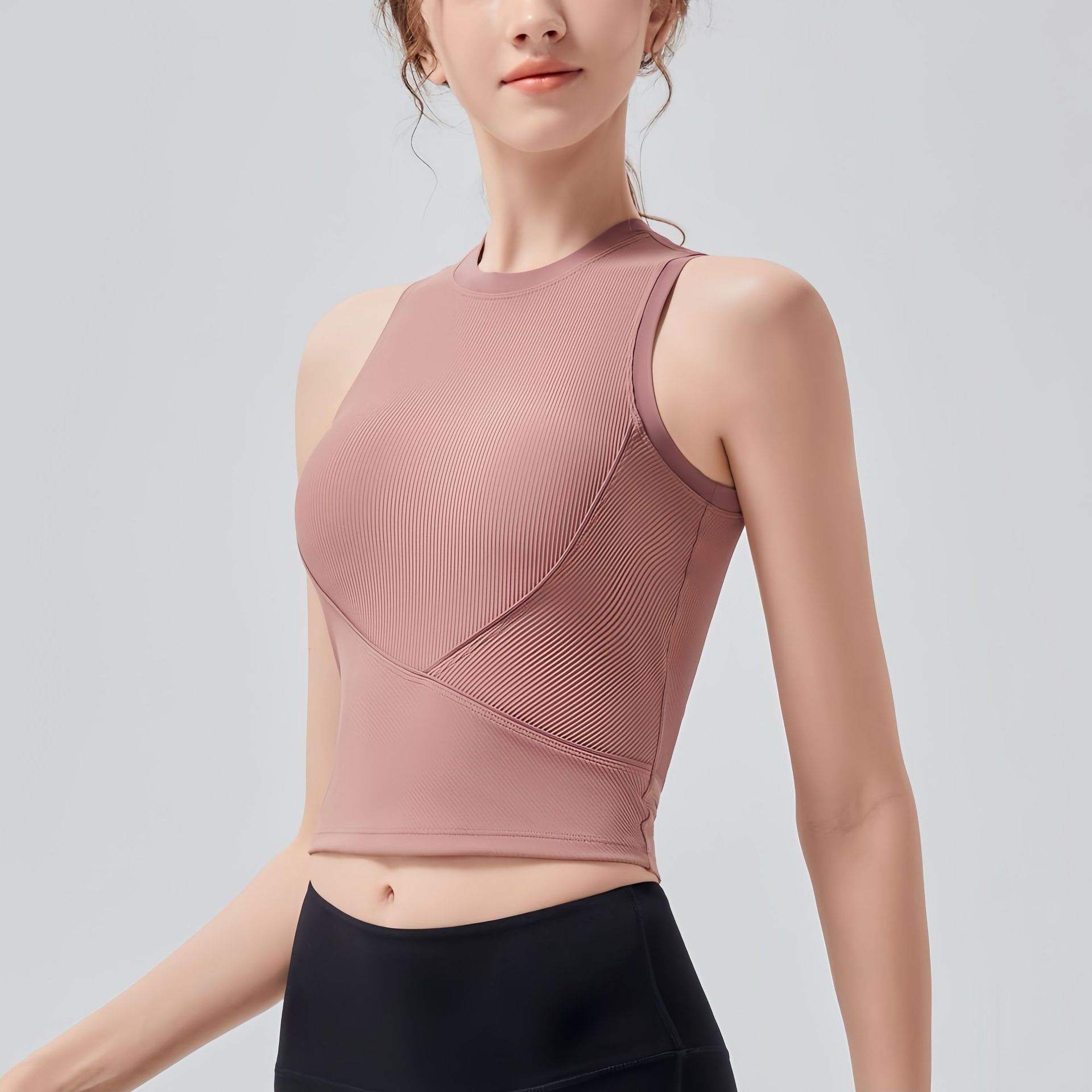 健身健美普拉提瑜伽服 不显壮超遮副乳固定杯罩上衣 跑步运动背心