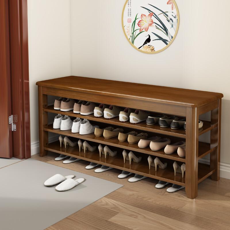 全实木换鞋凳家用门口入户可坐鞋柜坐凳一体进门鞋架免安装穿鞋凳