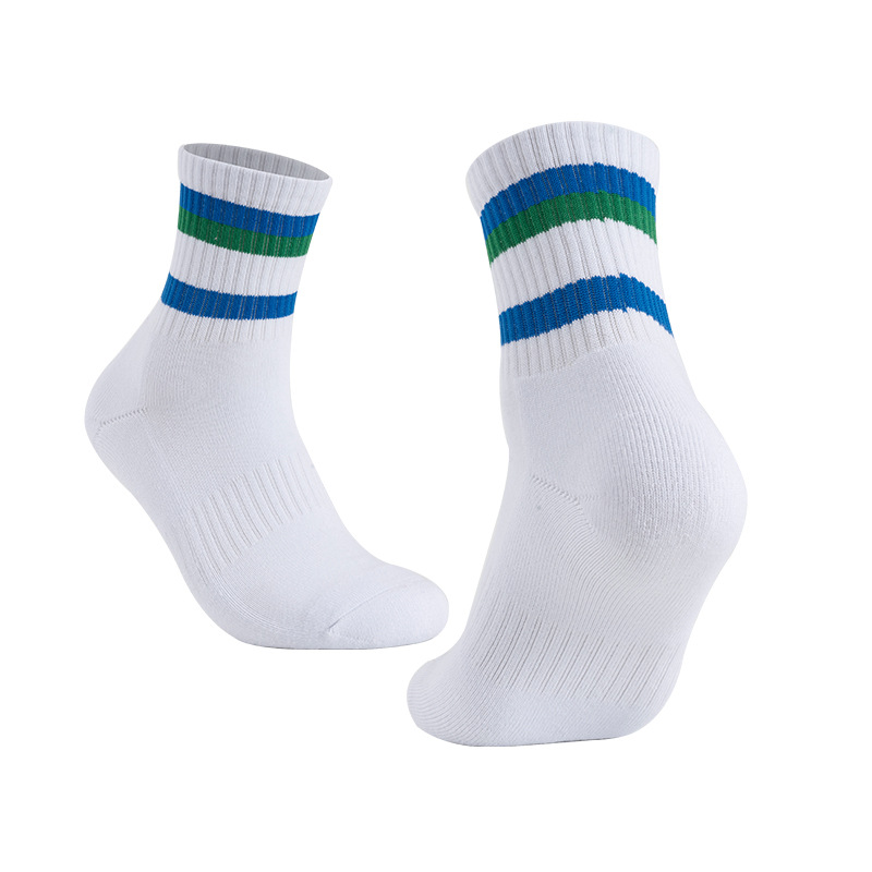 Badminton Exercise Socks Thickened Rainbow Color Four Seasons Breathable Outdoor Running Leisure Couple Mid-Calf Stocks