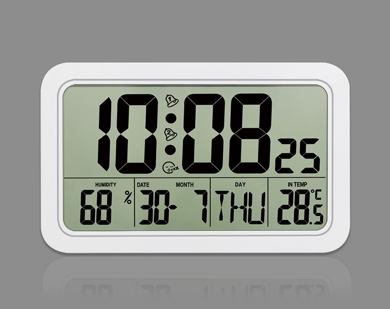 创意数字挂钟台式静音电子闹钟万年历钟夜光简约大字温湿度时钟
