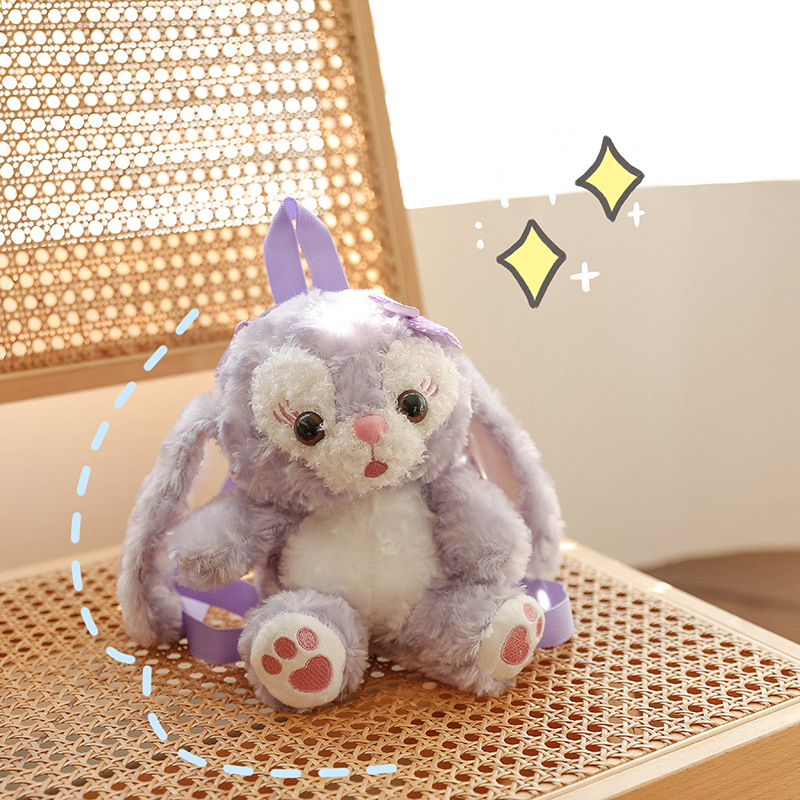 网红星黛露双肩包女卡通可爱紫色兔子毛绒包外贸跨境日系抓机背包