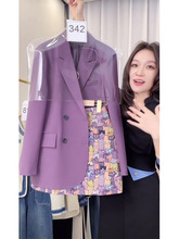 紫色西装外套女春秋季新款职业装气质女神范时尚高级感薄款上衣