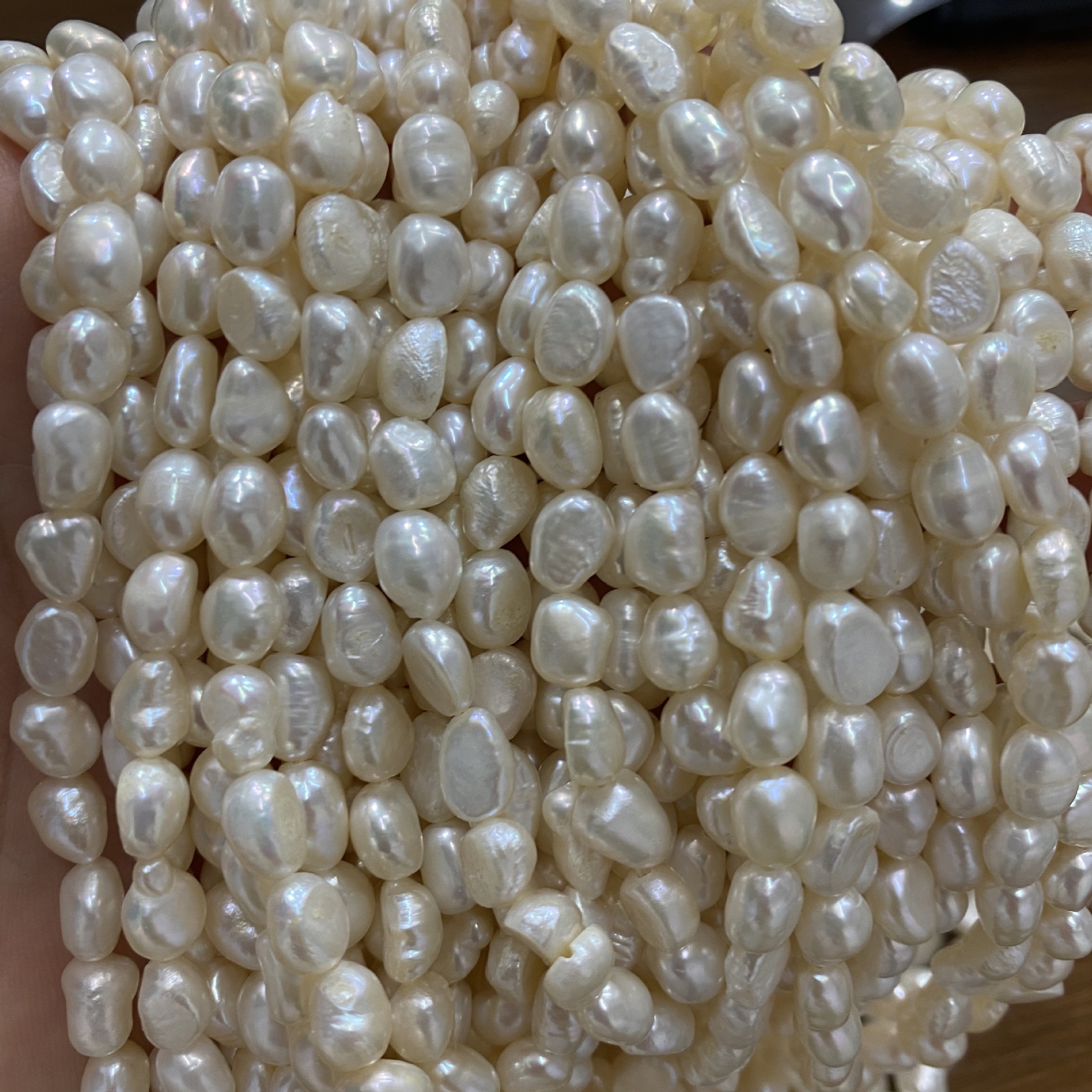 弘光 天然淡水珍珠6~7mm 两面光 有点花皮 项链手链diy饰品配件