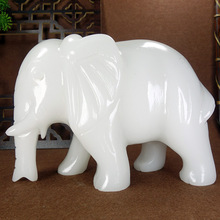 厂家供货白玉吸水象摆件玉石大象动物客厅店铺开业乔迁礼品新中式