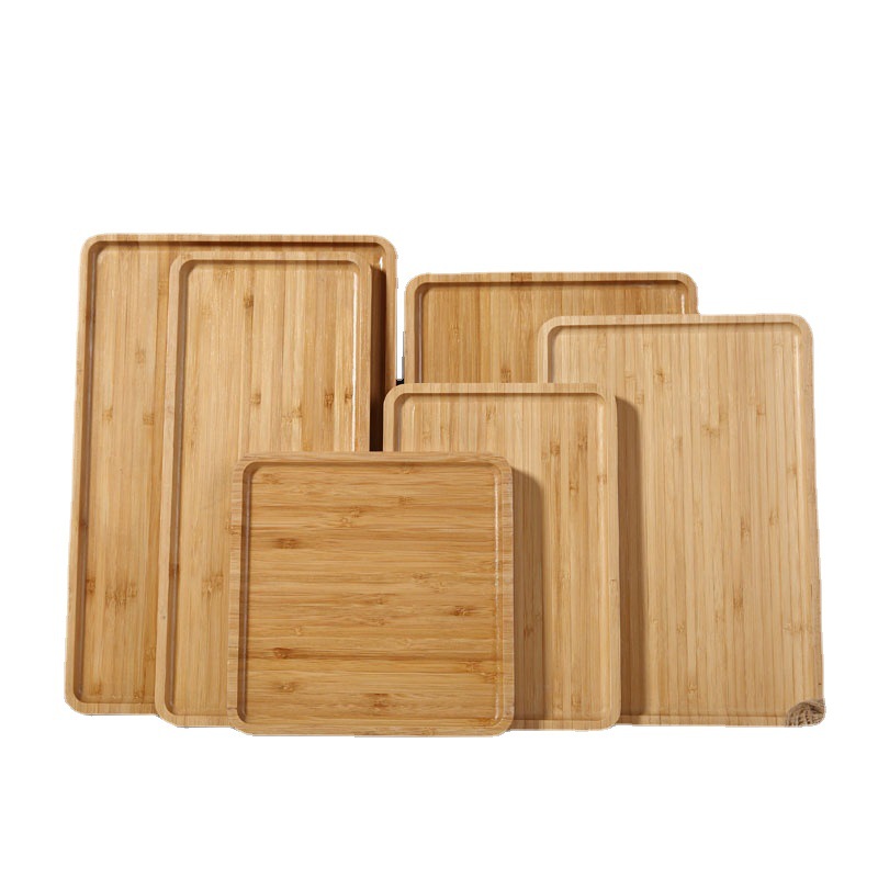 Bamboo Tray Dessert Wooden Tray Creative Bamboo Tea-Tray Square Size Plate Grid Wooden Tray Bamboo Tray One Piece Dropshipping