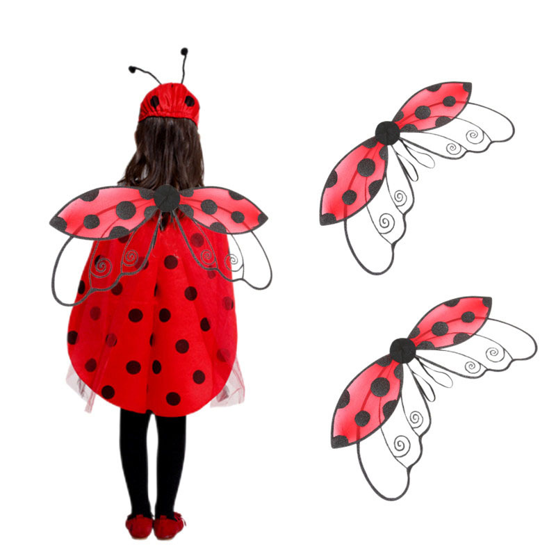 Zilin Cross-Border Holiday Party Makeup Clothing Props Children Adult Cos Clothing Dress up New Ladybug Wings