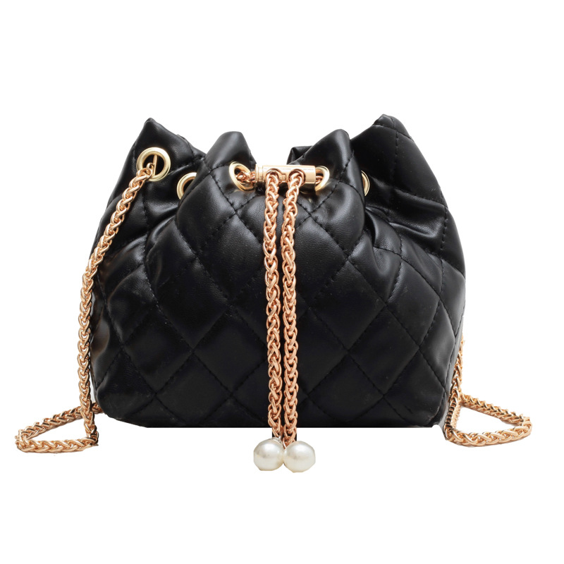 New 2022 Summer Candy Color Small Bag Women's Fashion All-Match Age-Reducing Rhombus Pearl Bucket Bag Small Chanel-Style Bag