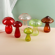 创意蘑菇玻璃花瓶水培植物插花花瓶干花花器客厅桌面工艺摆件