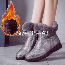 Ladies winter snow boots women flat boots casual shoes 43 44