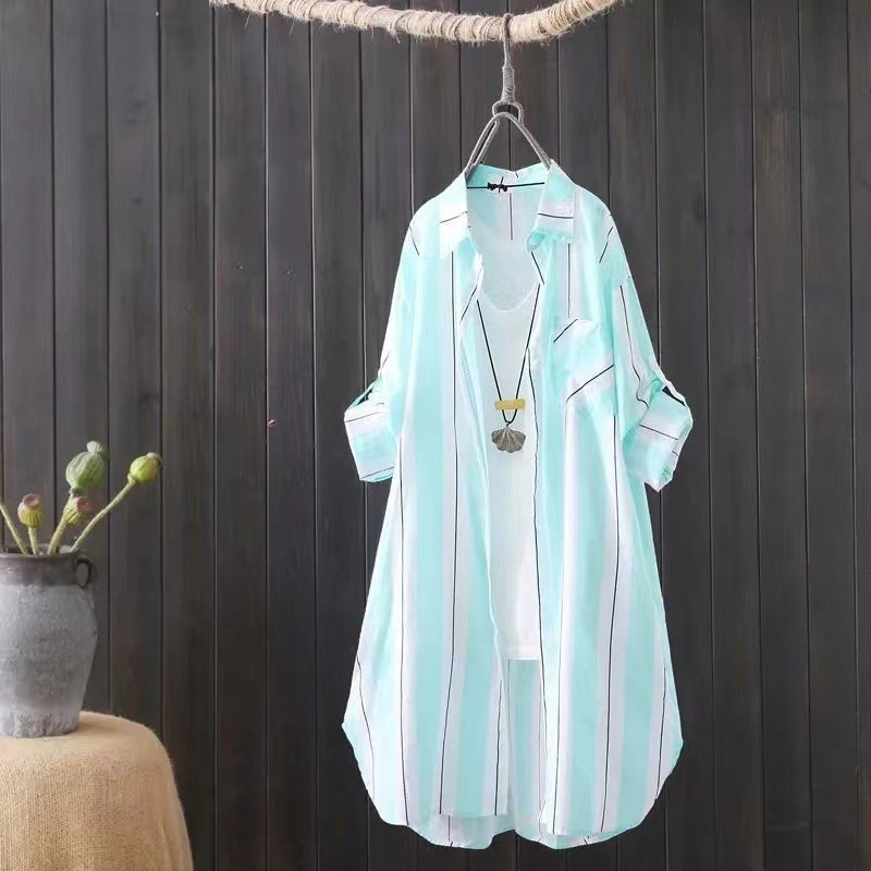 Summer New Korean Chiffon Sun Protection Clothing Fashion Design Loose All-Match Chic Coat Mid-Length Shirt for Women