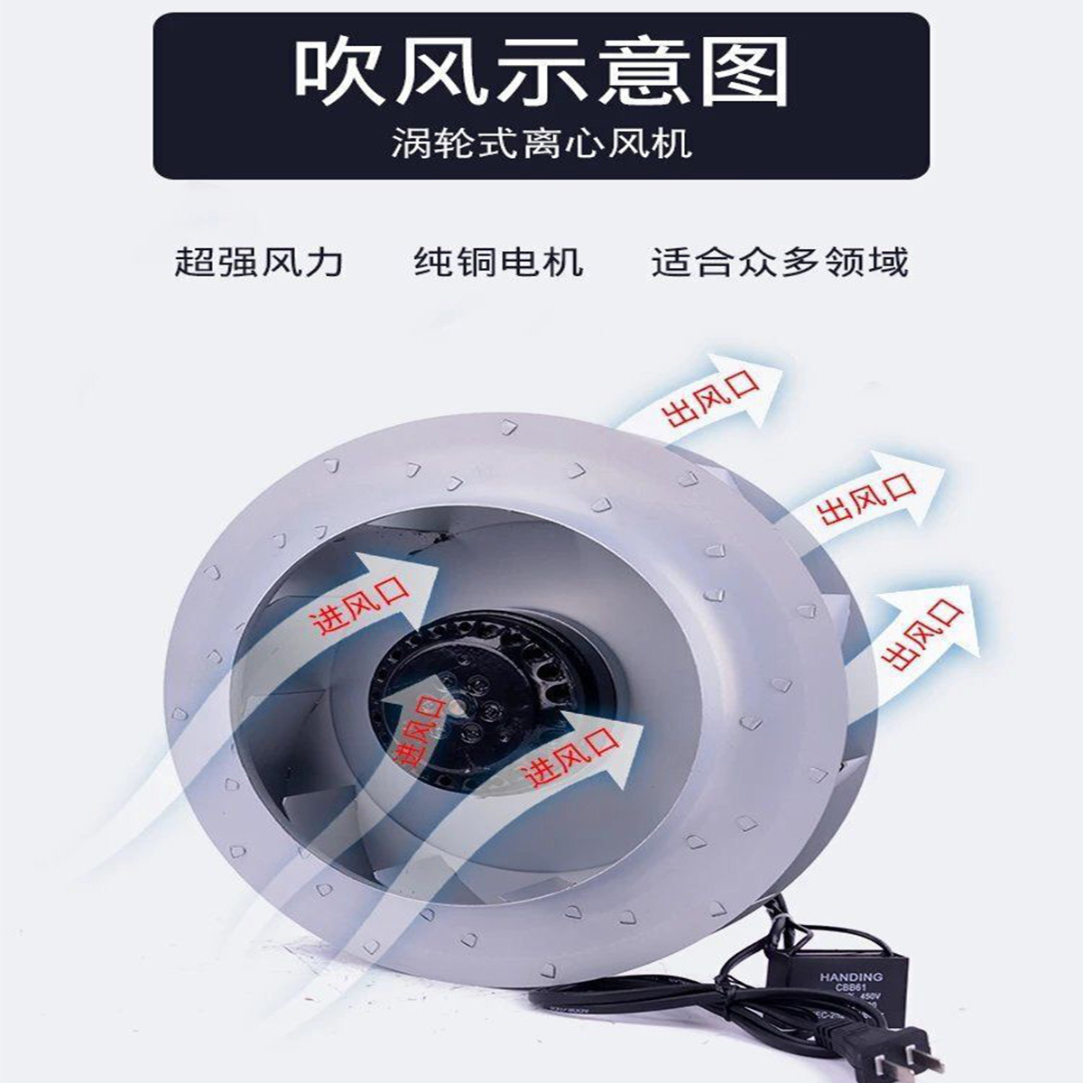 大风量全铜电机 涡轮式涡流220v后倾离心风机