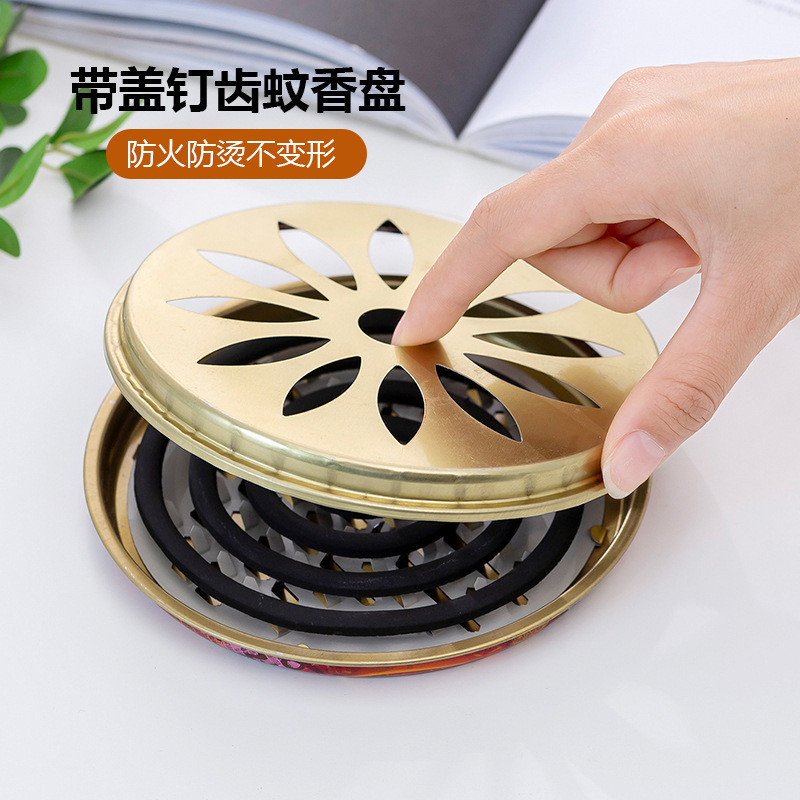 Mosquito Coil Tray Mosquito Smudge Box Large Non-Stainless Steel Serrated Mosquito Repellent Incense Holder Fireproof Mosquito Repellent Incense Holder Mosquito Incense Holder Aromatherapy Gray