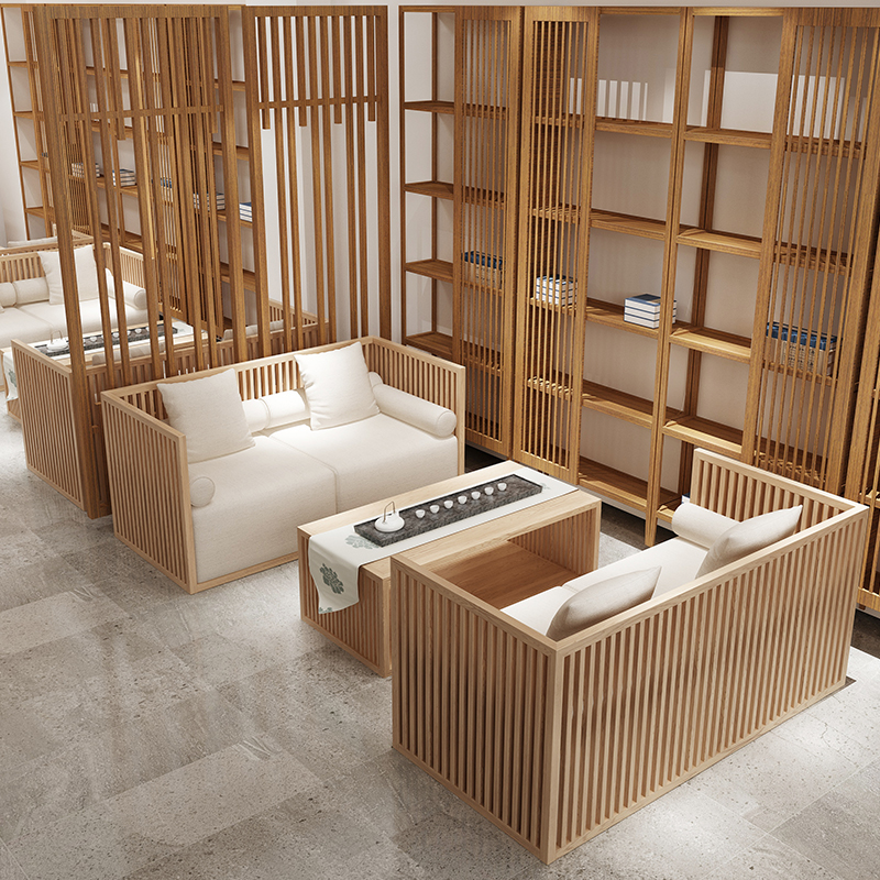 新中式沙发茶桌组合现代酒店会所茶楼民宿餐厅包厢卡座桌子组合