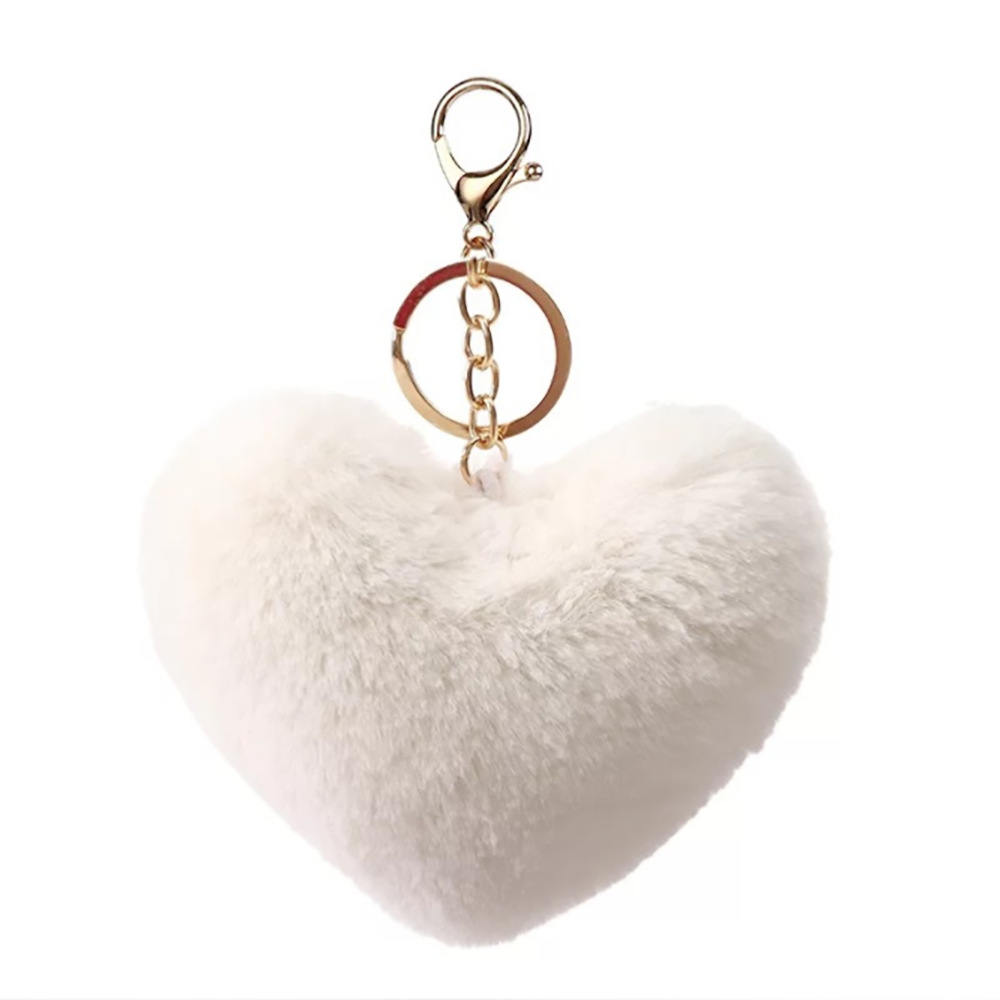 Wholesale Cross-Border Heart Wool Ball Pendant Peach Heart Plush Car Pendant Couple Heart-Shaped Keychain Christmas Hairy Ball