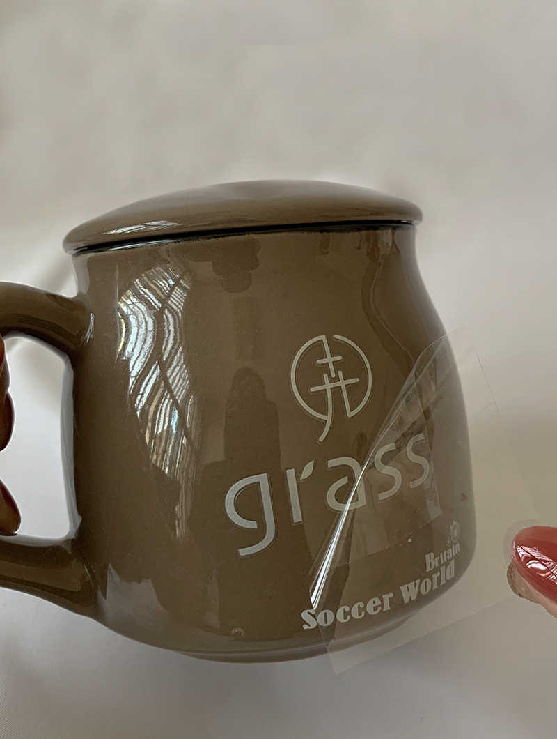 uv转印贴银色logo转移立体感压贴纸镂空水晶标贴陶瓷水杯撕膜留字