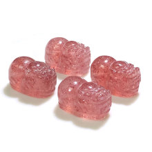 草莓晶貔貅雕刻件红草莓晶貔貅DIY配件可打孔草莓晶貔貅厂家批发