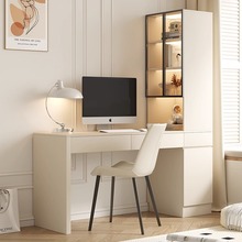 奶油风组合家用卧室书桌一体玻璃门储物柜现代简约书房电脑办公桌