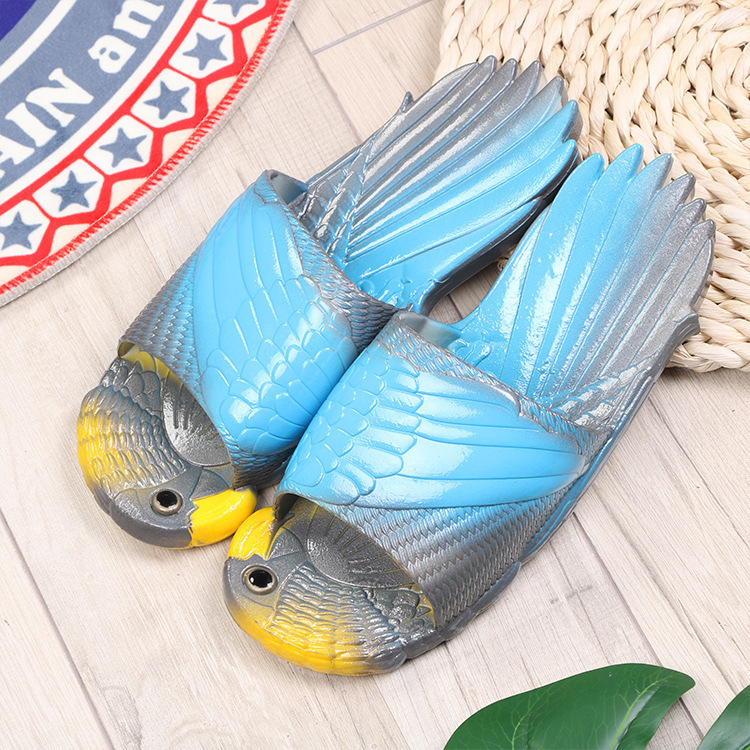 2023 New Summer Slippers PVC Cartoon Creative Personalized and Cute Parent-Child Parrot Bird Casual Women's Slippers Wholesale