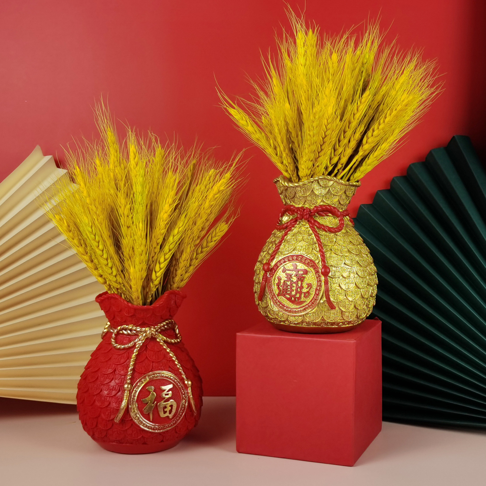 新中式福袋创意树脂工艺品摆件客厅家居酒柜装饰品元旦新年礼物