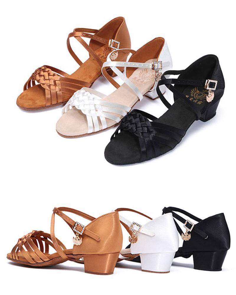 拉丁舞鞋成年女士成人高跟女孩平跟拉丁鞋儿童专业跳舞鞋