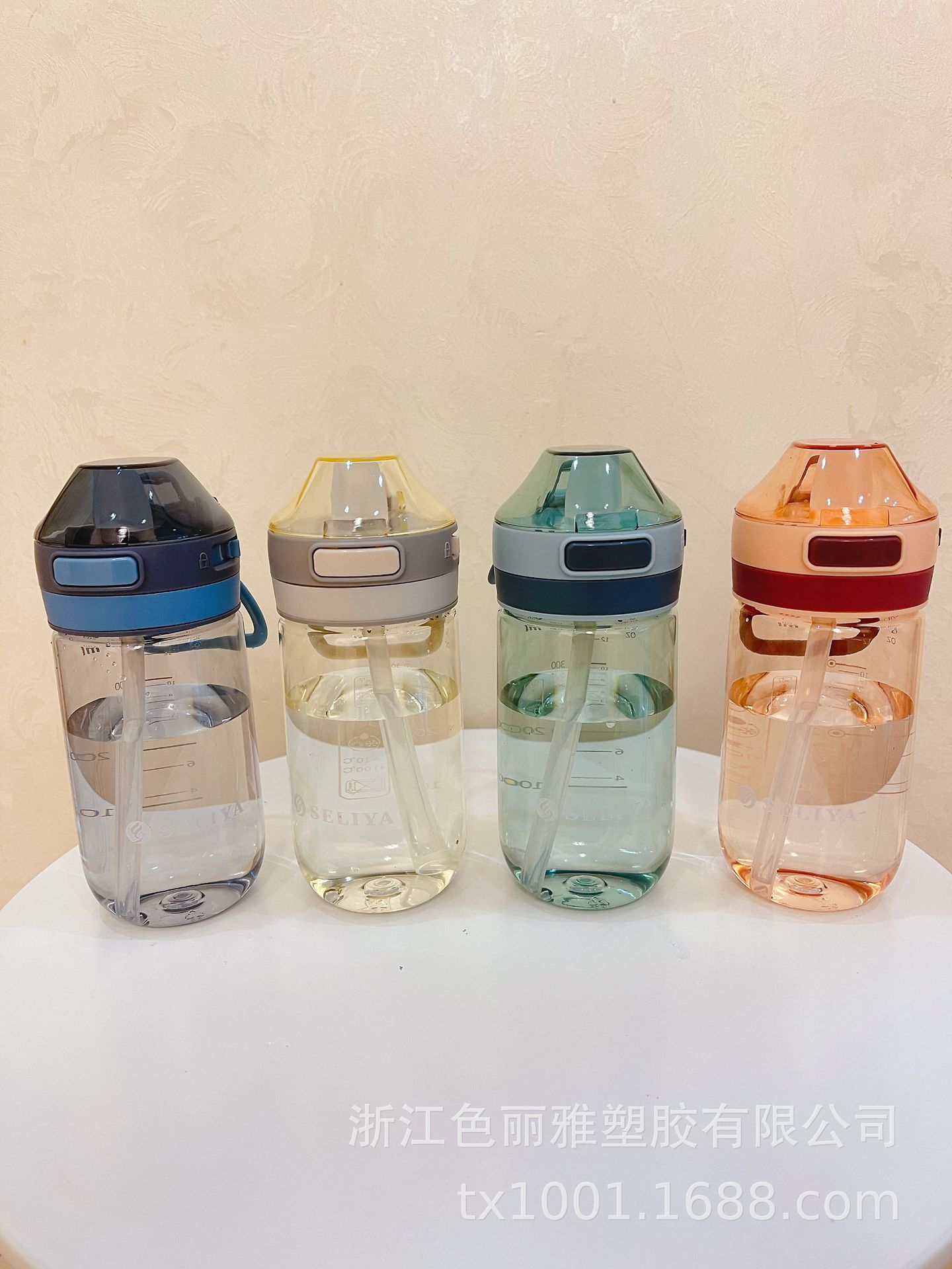 便携塑料饮水杯可爱弹跳盖水壶可提有吸管有大小号