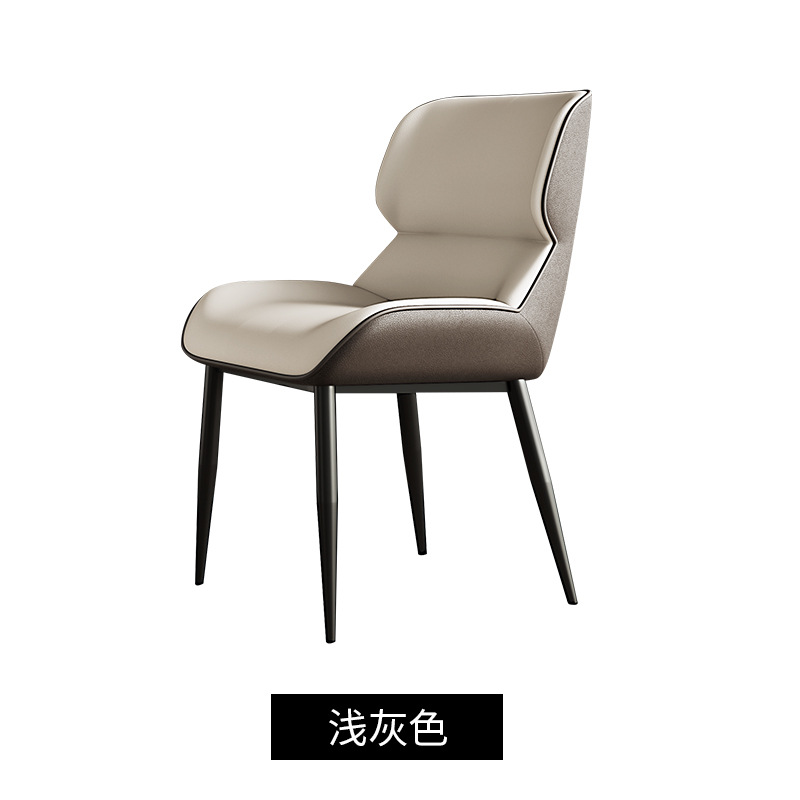 Nordic Modern Dining Chair Home Stool Small Apartment Restaurant Soft Bag Hotel Armchair Simple and Light Luxury Leather Chair