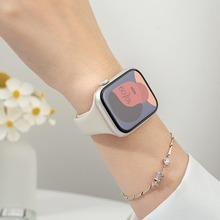 适用applewatch硅胶iwatch7苹果S8手表6表带5智能SE运动4女45mm49