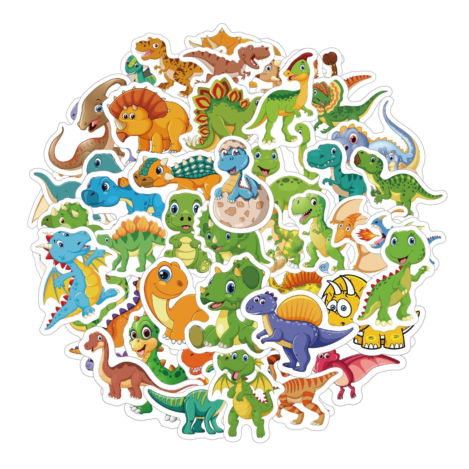 可爱50张 恐龙宝宝贴纸笔贴纸 儿童卡通趣味涂鸦贴纸个性车-阿里巴巴