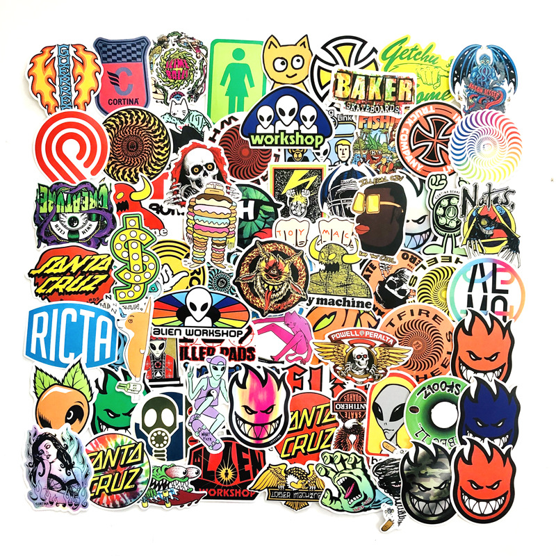 外贸100张卡通小火人滑板贴纸冰箱笔记本手机摩托车行李箱diy贴纸