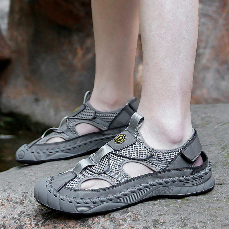 夏季新款潮流男士休闲网布凉鞋大码跨境手工韩版男鞋2022工厂直销