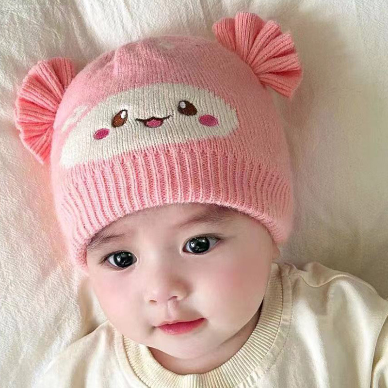 Bena Bear Children's Knitted Hat Cartoon Woolen Cap Babies' Cross-Border Children Hat Warm Garry Cloth Baby Cap