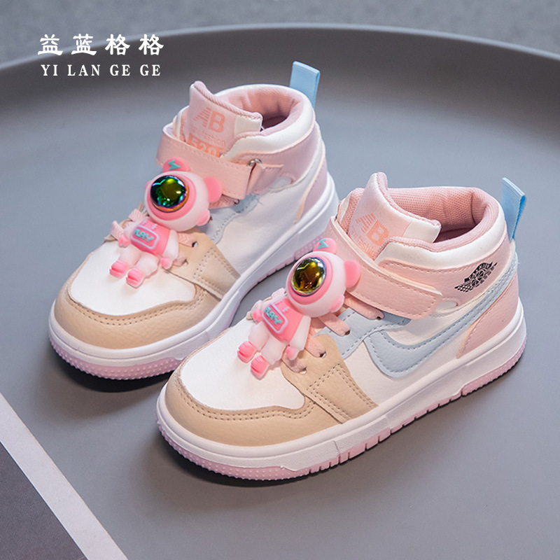 3-12岁女童运动鞋秋季新款鞋子女设计感小众休鞋闲板高帮童鞋